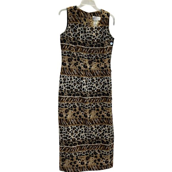 Leopard Animal Print Vintage midi Dress Sz 8 Mobwife Old Money Classic - Picture 2 of 9